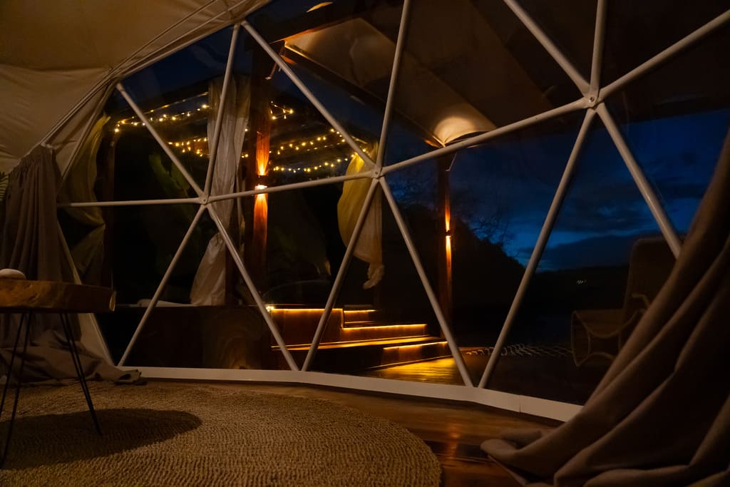 Night view from inside the dome villa at Gamat Bay Resort